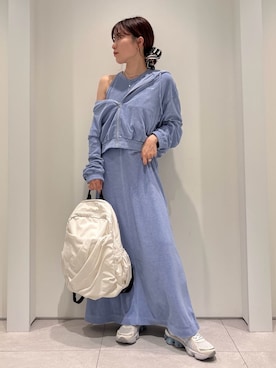 「アイテム（パーカー）」を使った、emmiさん（レディース・154cm）の夏コーディネート