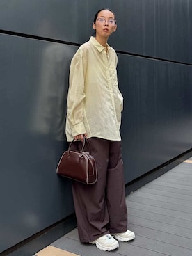 「emmi（エミ）のナイロンイージーパンツ（その他パンツ）」を使った、emmiさん（レディース・165cm）の夏コーディネート