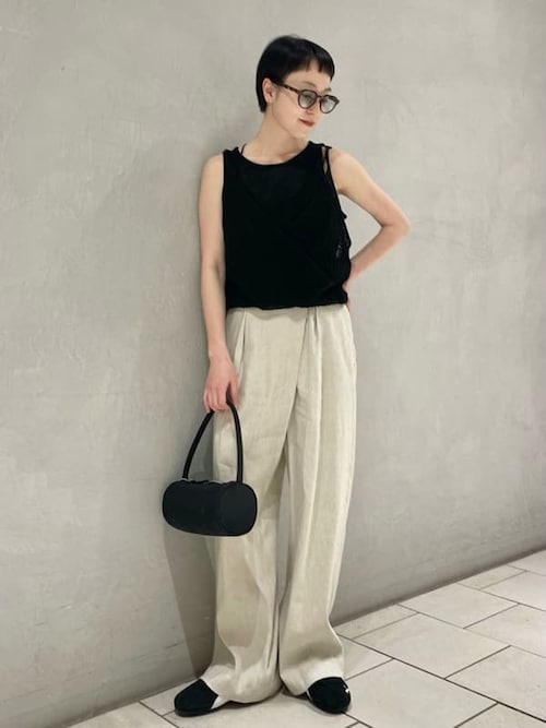 emmi（エミ） リネン混ラップワイドパンツ エミ emmi リネン混ラップワイドパンツ （NVY） -ファッション
