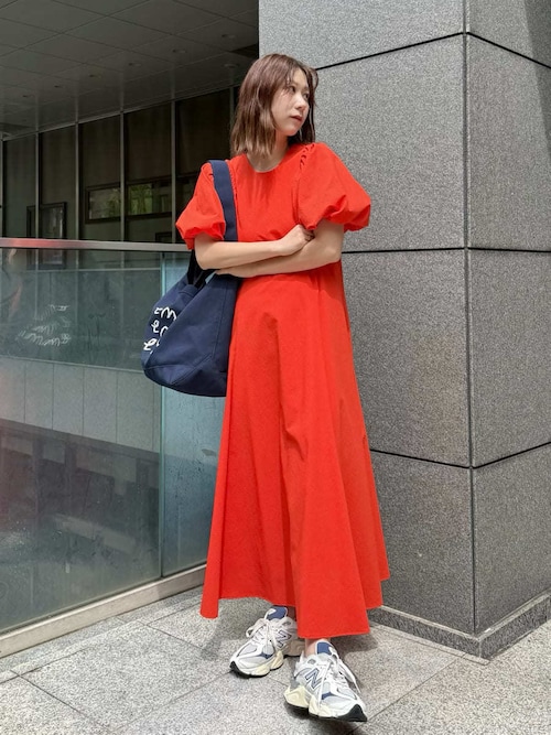 emmi atelier パフスリーブサッカーワンピース パフスリーブサッカーワンピース（マキシ丈/ロングワンピース