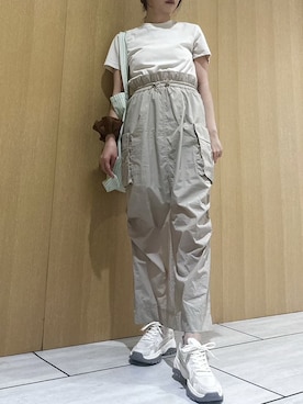 「emmi（エミ）のカットドッキングワンピース/撥水（ワンピース、ベージュ系）」を使った、emmiさんの春コーディネート