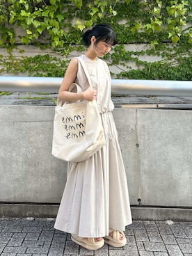 「アイテム（ワンピース）」を使った、emmiさん（メンズ・155cm）の夏コーディネート