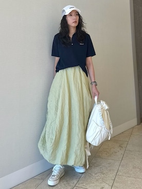 「骨格ナチュラル」｜emmiさん（レディース・165cm）の夏コーディネート