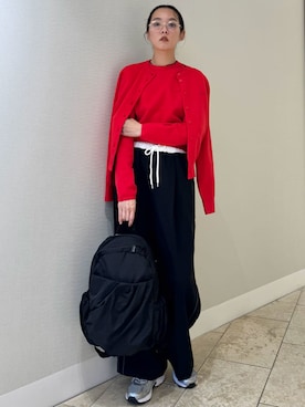 「アイテム（ルームウェア/パジャマ、レッド系）」を使った、emmiさん（レディース・165cm）の秋コーディネート