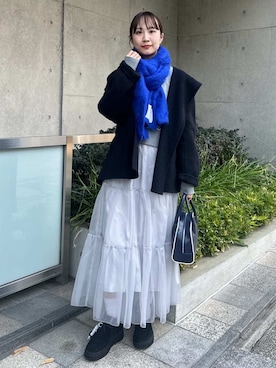 「アイテム（ストール/ショール）」を使った、emmiさん（レディース・161cm）の冬コーディネート