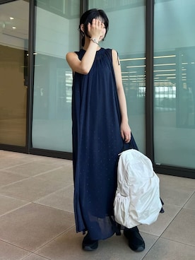 「アイテム（ワンピース）」を使った、emmiさん（メンズ・155cm）の夏コーディネート