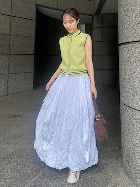 「アイテム（ポロシャツ）」を使った、emmiさん（レディース・161cm）の夏コーディネート