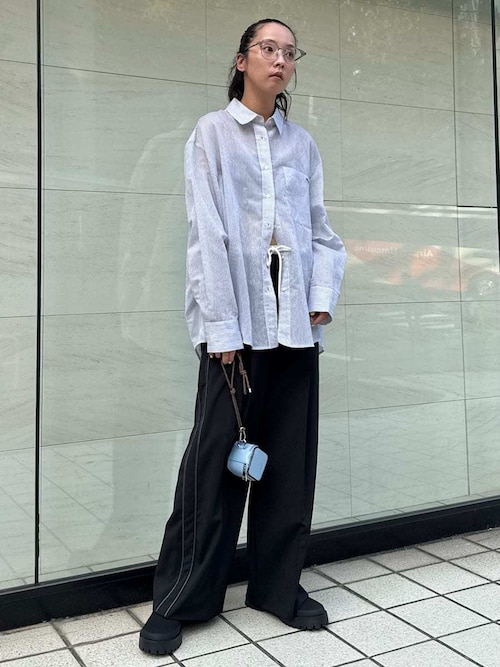 【新品即発送】emmi シアーストライプシャツ　ホワイト シアーストライプシャツ（ルームウェア/パジャマ）｜emmi（エミ