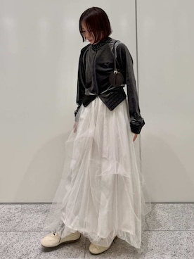 「アイテム（ジャージ、グレー系）」を使った、emmiさん（レディース・152cm）の秋コーディネート