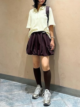 「アイテム（スカート、ブラウン系）」を使った、emmiさん（レディース・163cm）の夏コーディネート