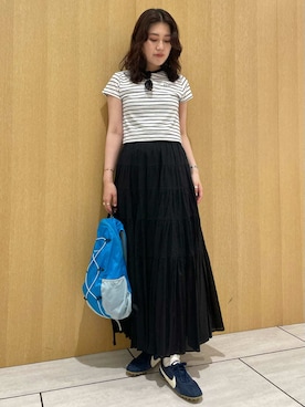 「emmi（エミ）の【USAGI ONLINE・ZOZO限定カラーあり】パッカブルバックパック/撥水（バックパック/リュック、ブルー系）」を使った、emmiさんの春コーディネート