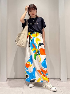「アイテム（スカート）」を使った、emmiさん（レディース・154cm）の夏コーディネート