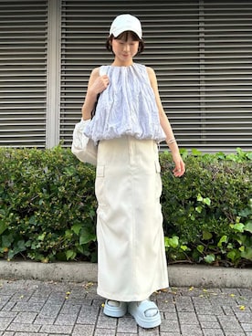 「アイテム（キャップ）」を使った、emmiさん（メンズ・155cm）の春コーディネート