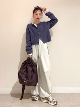 「アイテム（バックパック/リュック）」を使った、emmiさん（レディース・154cm）の秋コーディネート