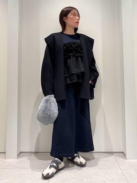 「アイテム（ダッフルコート）」を使った、emmiさん（レディース・154cm）の冬コーディネート