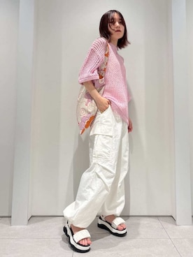 「花柄」｜「アイテム（キャミソール）」を使った、emmiさん（レディース・154cm）の春コーディネート