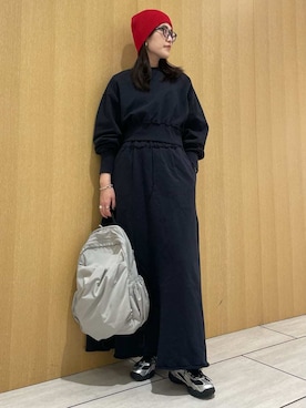 「アイテム（バックパック/リュック）」を使った、emmiさん（レディース・169cm）の冬コーディネート