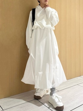 「アイテム（パーカー）」を使った、emmiさん（レディース・156cm）の冬コーディネート