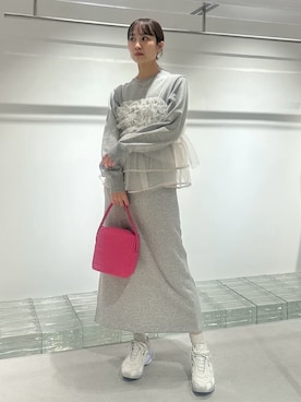 「emmi（エミ）のeco ナイロンスクエアバッグ（ハンドバッグ）」を使った、emmiさん（レディース・161cm）の冬コーディネート