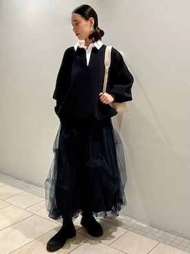 「アイテム（バックパック/リュック、ベージュ系）」を使った、emmiさん（レディース・160cm）の秋コーディネート