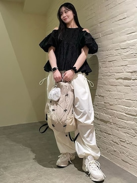 「アイテム（エコバッグ/サブバッグ）」を使った、emmiさん（レディース・156cm）の春コーディネート