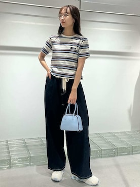 ウエストギャザーワイドパンツを使った人気ファッション