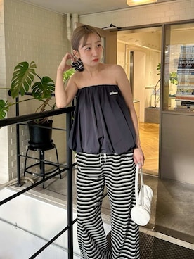 「アイテム（ヘアアクセサリー）」を使った、emmiさん（レディース・157cm）の夏コーディネート