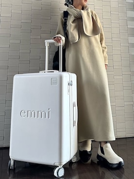 「アイテム（スーツケース/キャリーバッグ）」を使った、emmiさん（レディース・157cm）の冬コーディネート