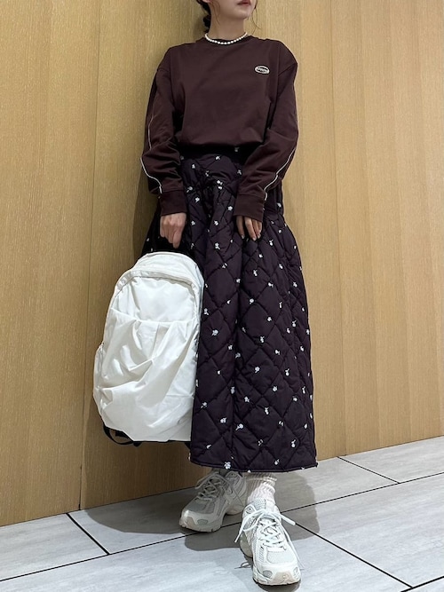 フラワーエンブロイダリーキルティングスカート（スカート）｜emmi