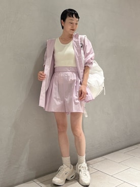 「アイテム（ニット/セーター）」を使った、emmiさん（レディース・153cm）の春コーディネート