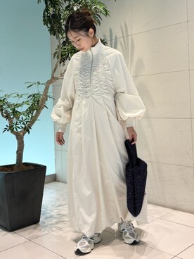 eco ギャザーディテールワンピースを使った人気ファッション