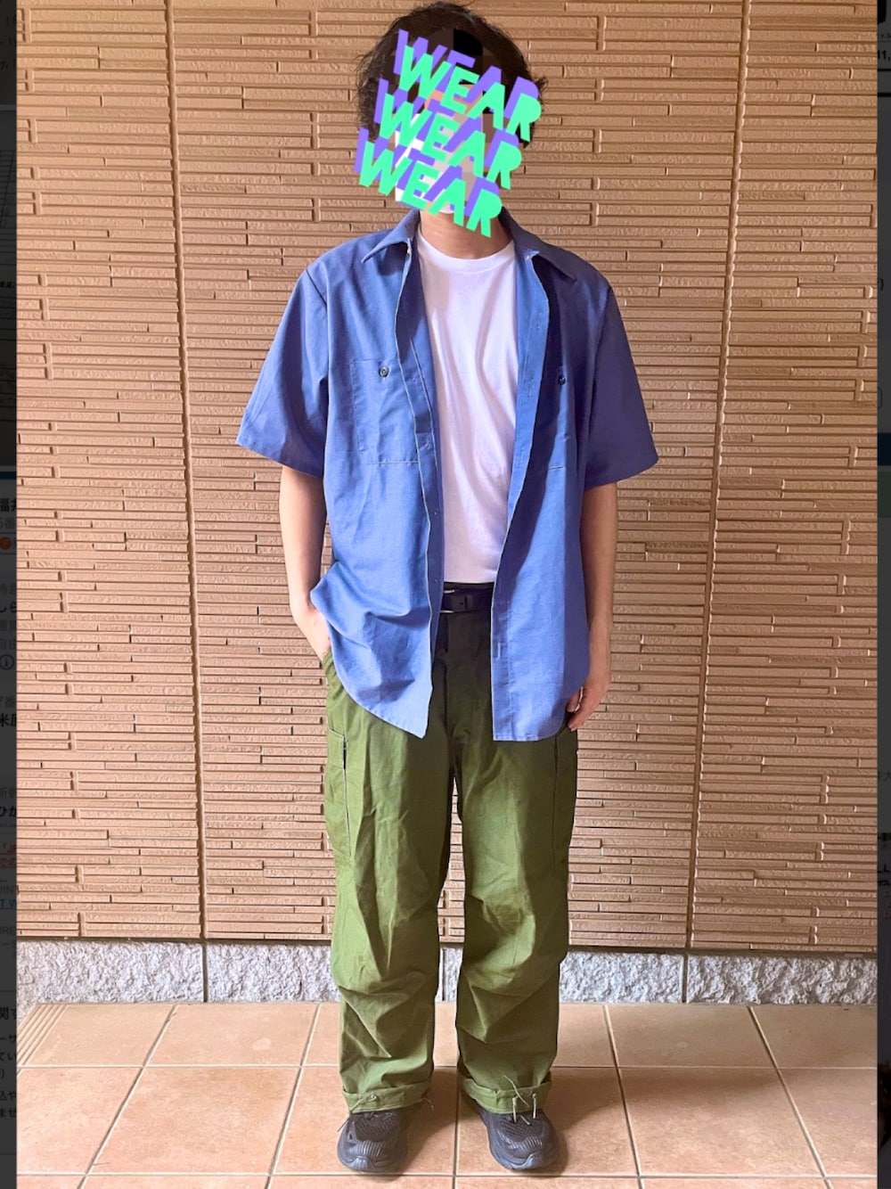 「Red Kap、ミリタリー、M-65、夏コーデ、ユニクロ」｜「RED KAPのアイテム（シャツ/ブラウス、ブルー系）」を使った、grapevineさん（メンズ・172cm）の夏コーディネートの1枚目の写真