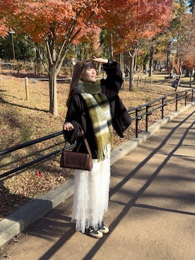 「アイテム（ステンカラーコート）」を使った、m.さん（レディース・165cm）の冬コーディネート