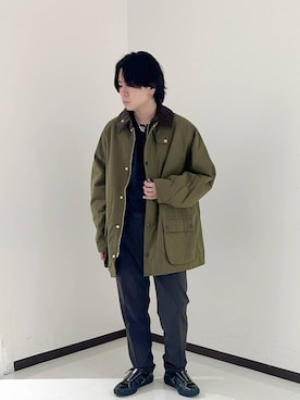 「アイテム（その他アウター、グリーン系）」を使った、nakahiroさん（メンズ・170cm）の秋コーディネート