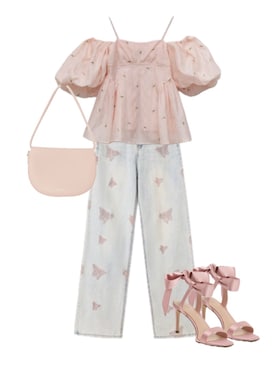 「RANDA（ランダ）の【Tulip Collection】3WAY ギャザーペプラムトップス（シャツ/ブラウス、ピンク系）」を使った、nnoneさん（レディース・162cm）の夏コーディネート
