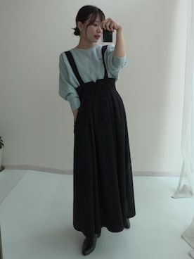 「アイテム（ジャンパースカート）」を使った、ちささん（レディース・158cm）の夏コーディネート