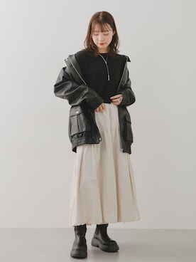 「レギュラー」｜「アイテム（その他アウター）」を使った、ちささん（レディース・158cm）の春コーディネート
