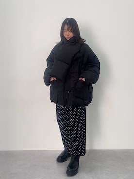 「レギュラー」｜「アイテム（ダウンジャケット/コート）」を使った、ちささん（レディース・158cm）の冬コーディネート
