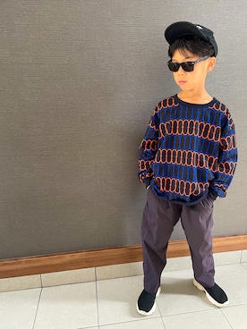 「ソックススニーカー」｜「アイテム（帽子）」を使った、わにさん（キッズ・126cm）の冬コーディネート