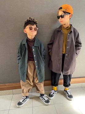「Gramicci（グラミチ）のアイテム（帽子）」を使った、わにさん（キッズ・129cm）の春コーディネート