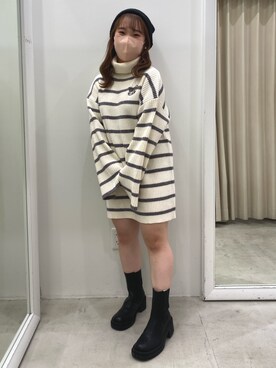 「one after another NICE CLAUP（ワンアフターアナザーナイスクラップ）のアイテム（ニットキャップ/ビーニー）」を使った、mirekaさん（レディース・146cm）の冬コーディネート