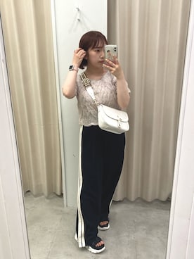 「one after another NICE CLAUP（ワンアフターアナザーナイスクラップ）のアイテム（スウェットパンツ）」を使った、mirekaさん（レディース・146cm）の夏コーディネート