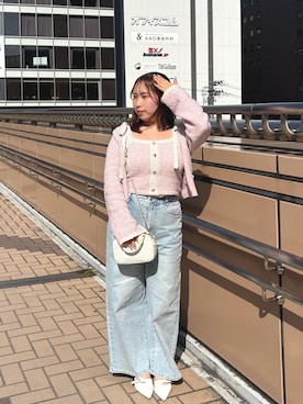 「one after another NICE CLAUP(ワンアフターアナザーナイスクラップ)のセット対応/配色ニットビスチェ(その他トップス、ピンク系)」を使った、mirekaさん(レディース・146cm)の春コーディネート