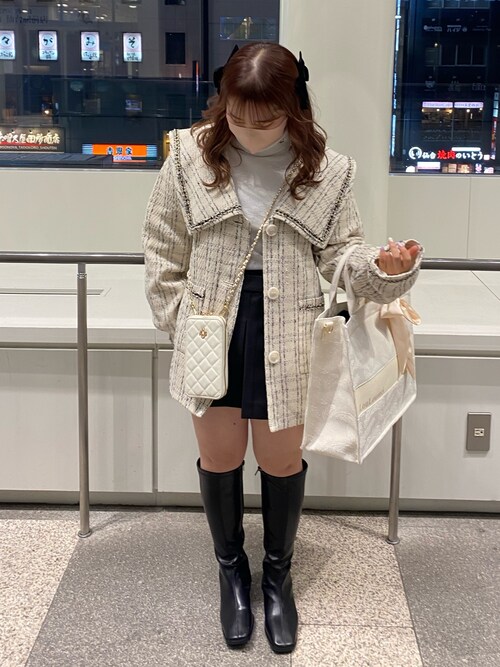ファビアナフィリッピ ツイード ノーカラーコート 高級 きれい目 上品 大人 ファビアナフィリッピ ツイード ノーカラーコート 高級 きれい目