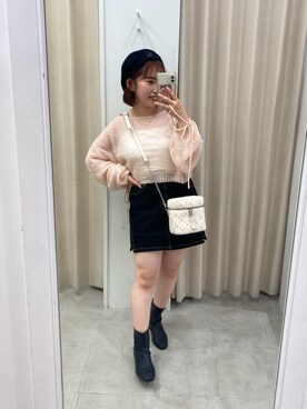 「one after another NICE CLAUP（ワンアフターアナザーナイスクラップ）のアイテム（デニムスカート）」を使った、mirekaさん（レディース・146cm）の秋コーディネート