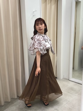 「one after another NICE CLAUP（ワンアフターアナザーナイスクラップ）の2way/ボウタイフレアスリーブブラウス（シャツ/ブラウス）」を使った、mirekaさん（レディース・146cm）の夏コーディネート