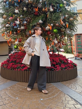 「ニット/セーター」｜「アイテム（シューズ）」を使った、はしもとさん（レディース・154cm）の冬コーディネート