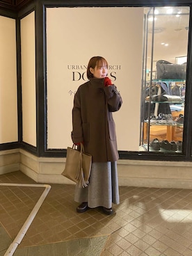 「アイテム（手袋、レッド系）」を使った、はしもとさん（レディース・153cm）の秋コーディネート