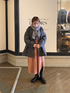 「冬の差し色コーデ」｜「アイテム（ジャケット/アウター）」を使った、はしもとさん（レディース・153cm）の冬コーディネート