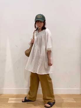 「アイテム（チュニック、ホワイト系）」を使った、はっしーさん（レディース・153cm）の夏コーディネート